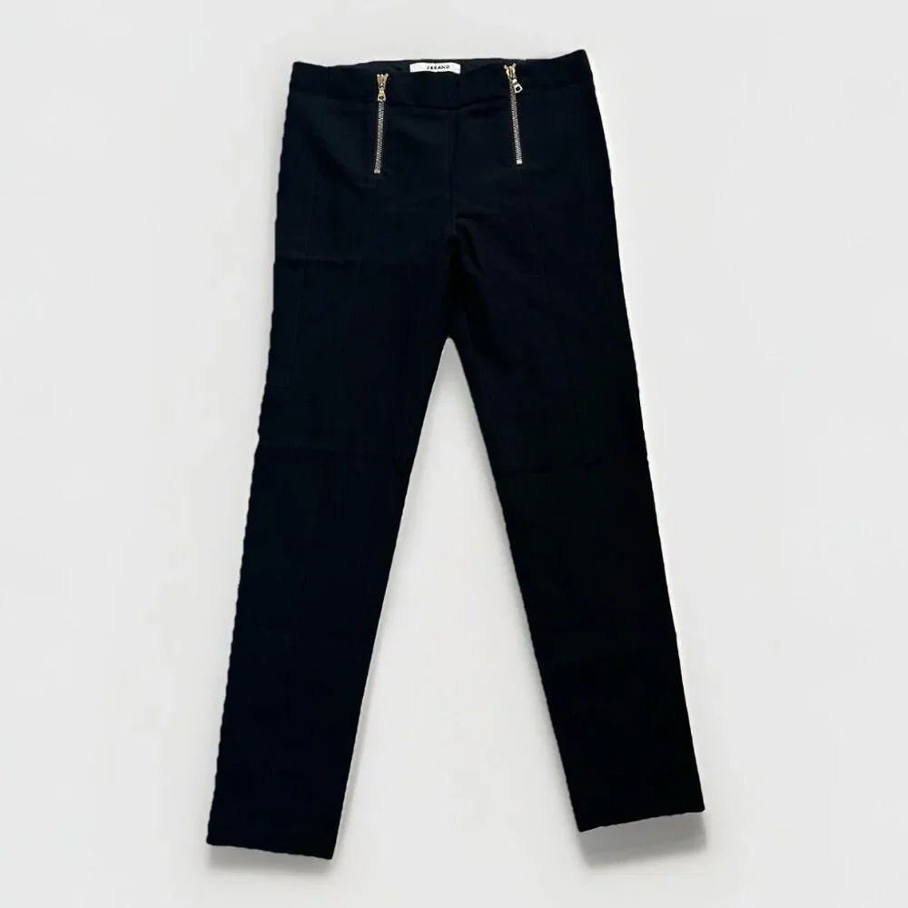 J Brand Pants Women’s 2 Black Skinny Ankle Wool Blend Pants With Gold Zippers - Picture 1 of 11
